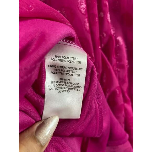 Taylor Women's Bias Cut V-Neck Chiffon Long Sleeve Midi Dress Pink Sz 12 - Picture 6 of 11